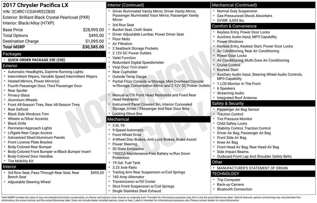 2017 Chrysler Pacifica LX
